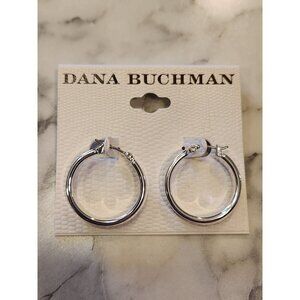 Dana Buchman Silver-Tone Hoop Earrings With Secure Latch Closure